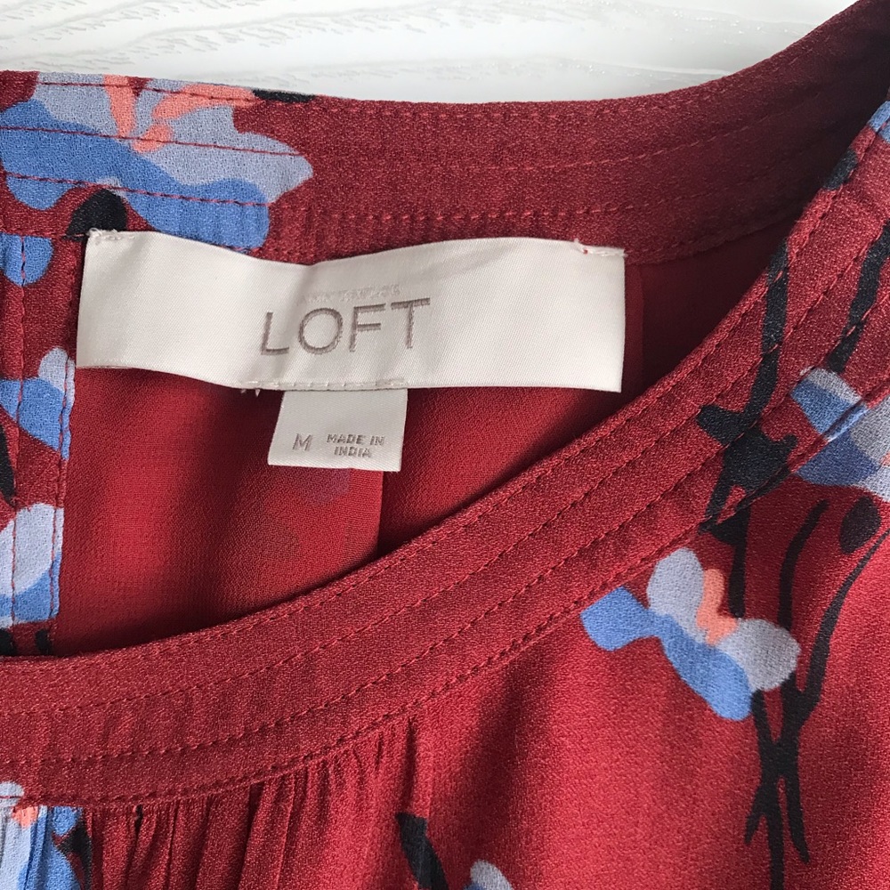 LOFT Red Bluebell Blouson Dress Floral 419776 - Picture 2 of 7